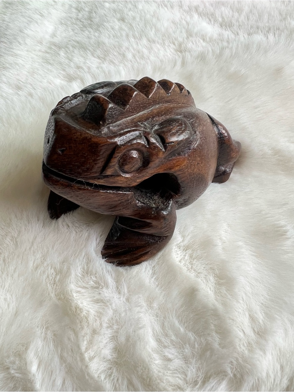 Hand Carved Wooden Frog Guiro Percussion Instrument Frog Rasp No Striker Stick